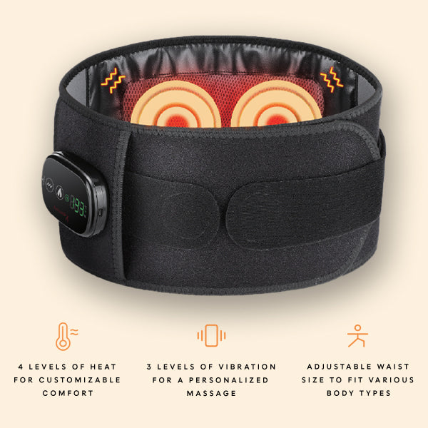 Fit Foundry Heat + Massage Back Wrap - Targeted Comfort for Back Pain Relief and Relaxation