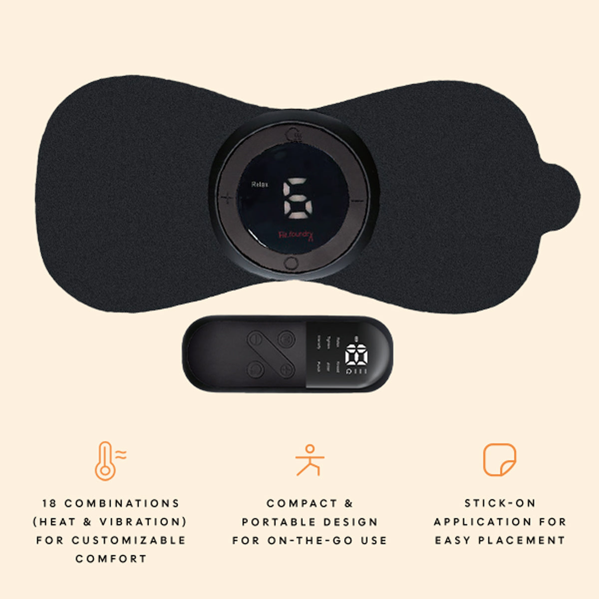 Fit Foundry Wearable Relief Pad - Portable Heating & Vibration Therapy Pad for Targeted Pain Relief and Muscle Recovery